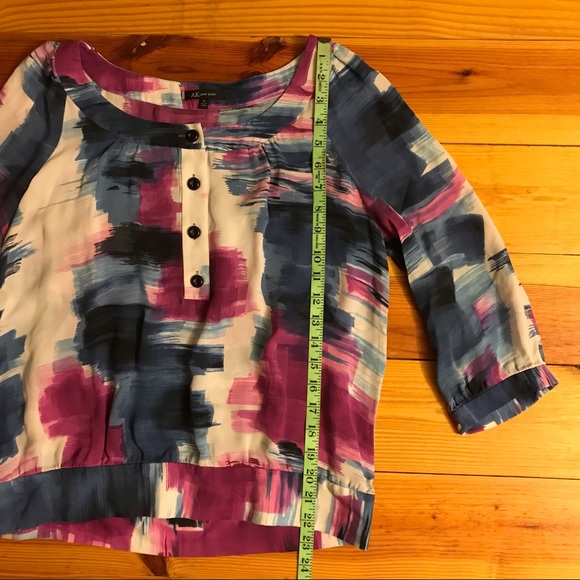 Anne Klein Purple Blue Silk 3/4 Sleeve Blouse, EUC, M - Picture 9 of 15